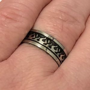 Jewelry | Ring With Flames Pattern Design Size 85 | Poshmark